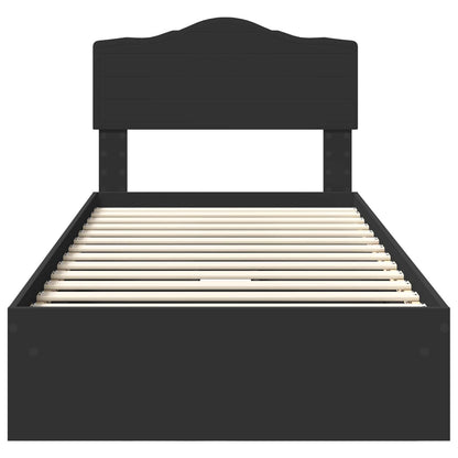 Opslag bed met hoofdeinde Zwart 90 x 190 cm Bewerkt hout