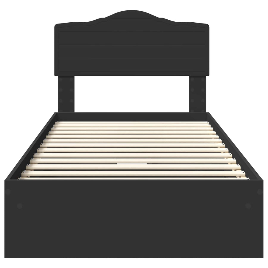 Opslag bed met hoofdeinde Zwart 90 x 190 cm Bewerkt hout