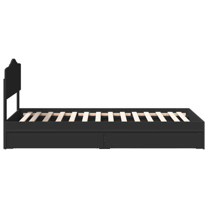 Opslag bed met hoofdeinde Zwart 90 x 190 cm Bewerkt hout