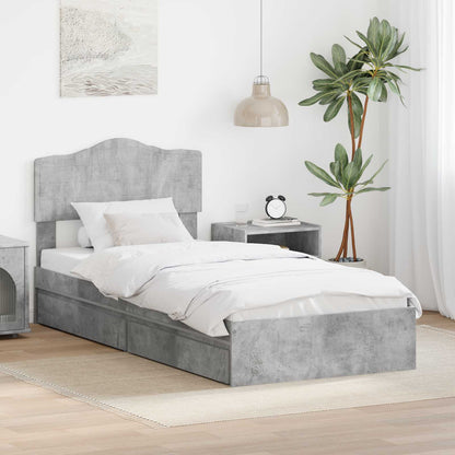 Opslag bed met hoofdeinde Beton Grijs 90 x 190 cm Bewerkt hout