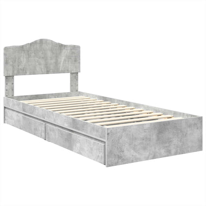 Opslag bed met hoofdeinde Beton Grijs 90 x 190 cm Bewerkt hout