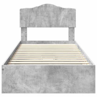 Opslag bed met hoofdeinde Beton Grijs 90 x 190 cm Bewerkt hout