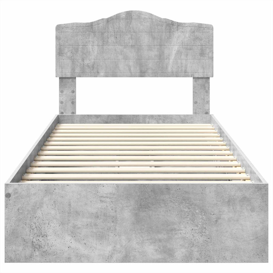 Opslag bed met hoofdeinde Beton Grijs 90 x 190 cm Bewerkt hout