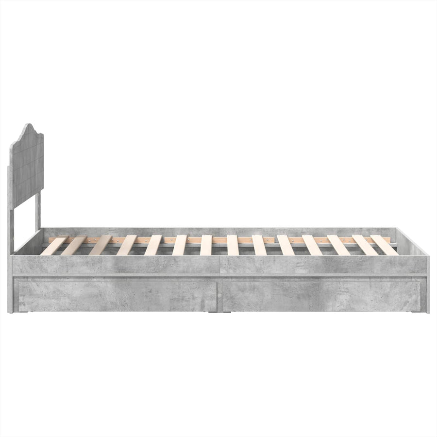 Opslag bed met hoofdeinde Beton Grijs 90 x 190 cm Bewerkt hout