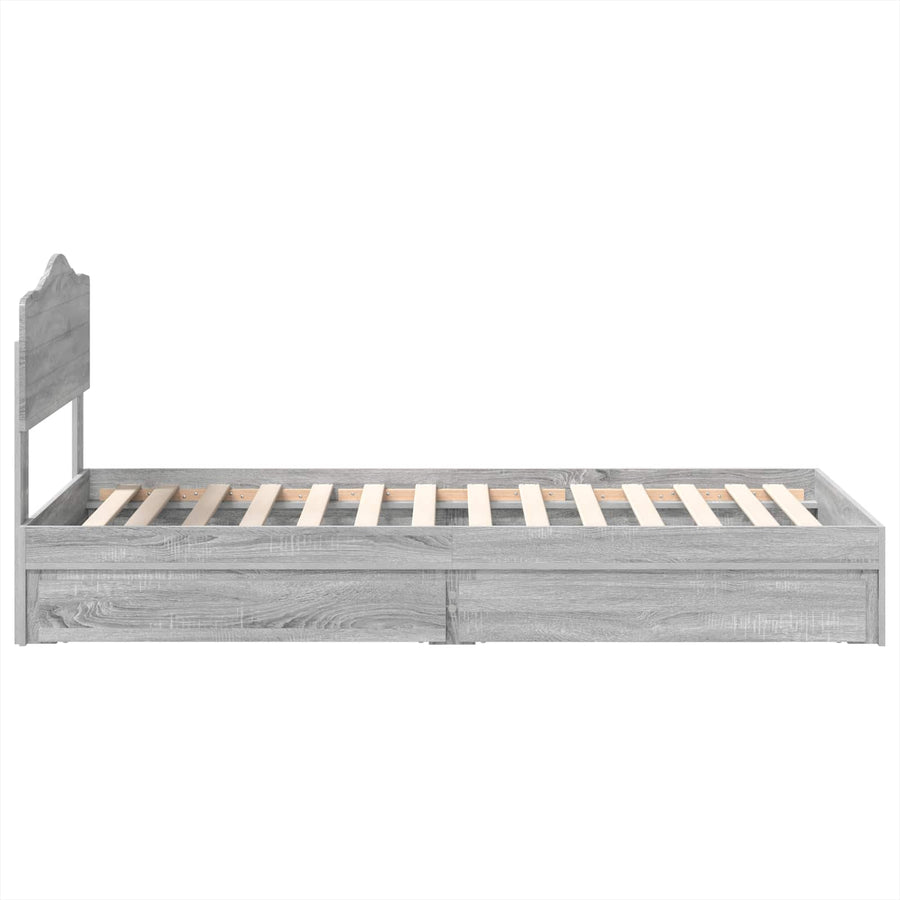 Opslag bed met hoofdeinde Grijs Sonoma 90 x 190 cm Bewerkt hout