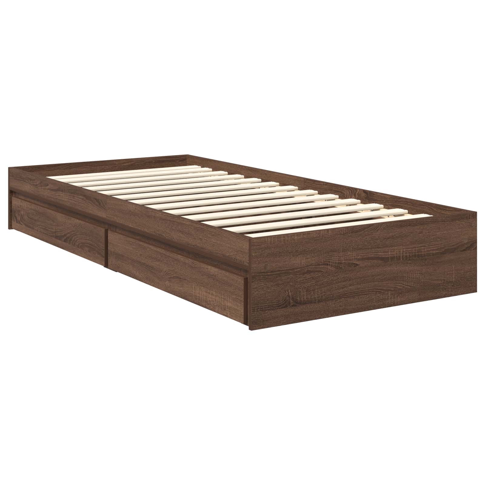 Opslag bed met hoofdeinde Bruin Eiken 90 x 190 cm Bewerkt hout