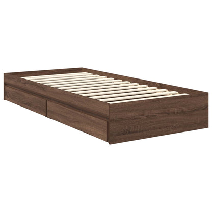 Opslag bed met hoofdeinde Bruin Eiken 90 x 190 cm Bewerkt hout