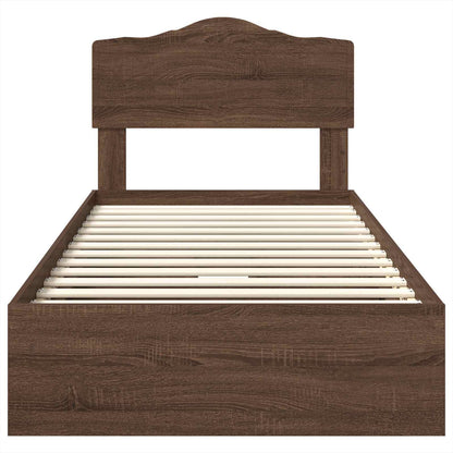 Opslag bed met hoofdeinde Bruin Eiken 90 x 190 cm Bewerkt hout