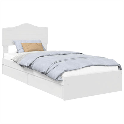 Opslag bed met hoofdeinde met lade Wit 75 x 190 cm Bewerkt hout