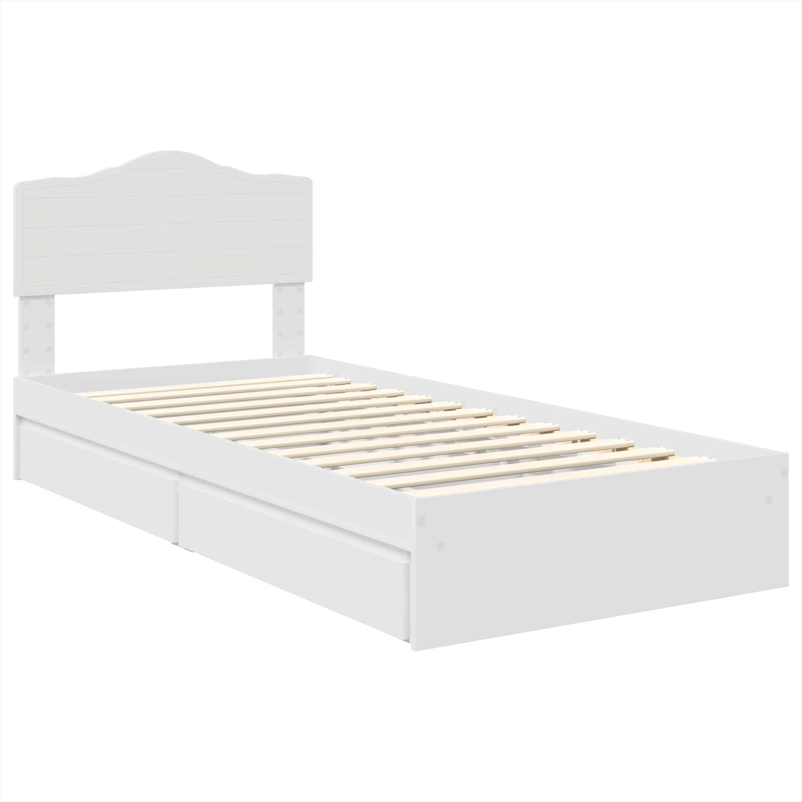 Opslag bed met hoofdeinde met lade Wit 75 x 190 cm Bewerkt hout