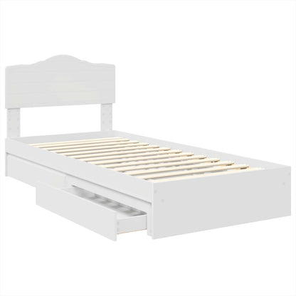 Opslag bed met hoofdeinde met lade Wit 75 x 190 cm Bewerkt hout