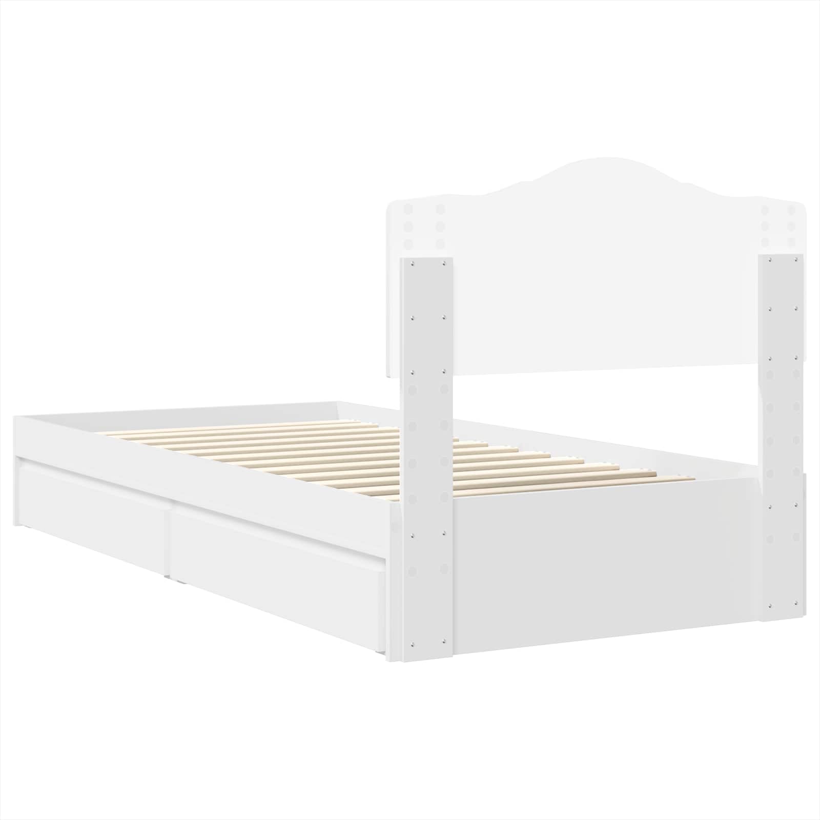 Opslag bed met hoofdeinde met lade Wit 75 x 190 cm Bewerkt hout