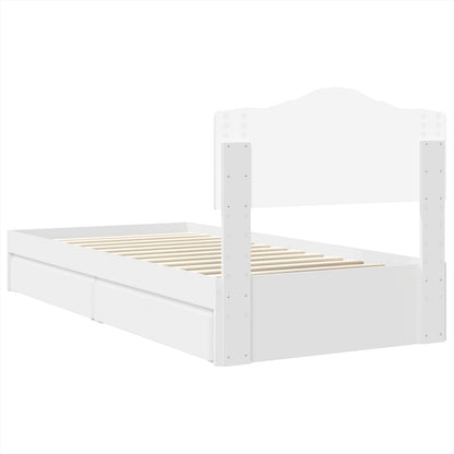 Opslag bed met hoofdeinde met lade Wit 75 x 190 cm Bewerkt hout
