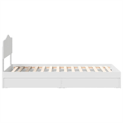 Opslag bed met hoofdeinde met lade Wit 75 x 190 cm Bewerkt hout