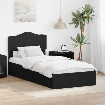 Opslag bed met hoofdeinde Zwart 75 x 190 cm Bewerkt hout