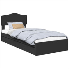 Opslag bed met hoofdeinde Zwart 75 x 190 cm Bewerkt hout