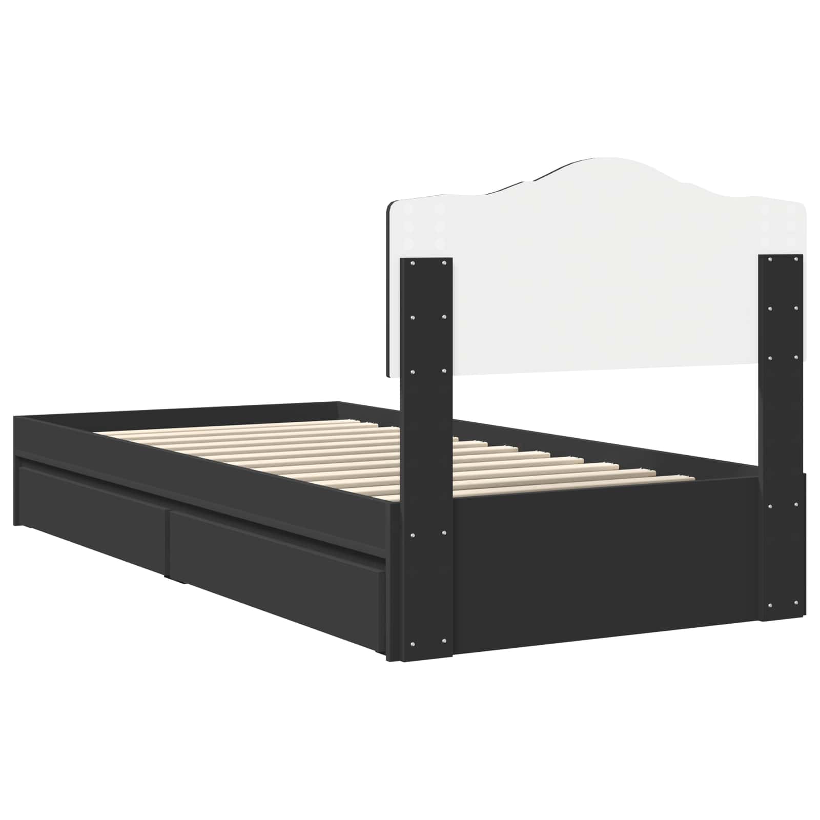 Opslag bed met hoofdeinde Zwart 75 x 190 cm Bewerkt hout