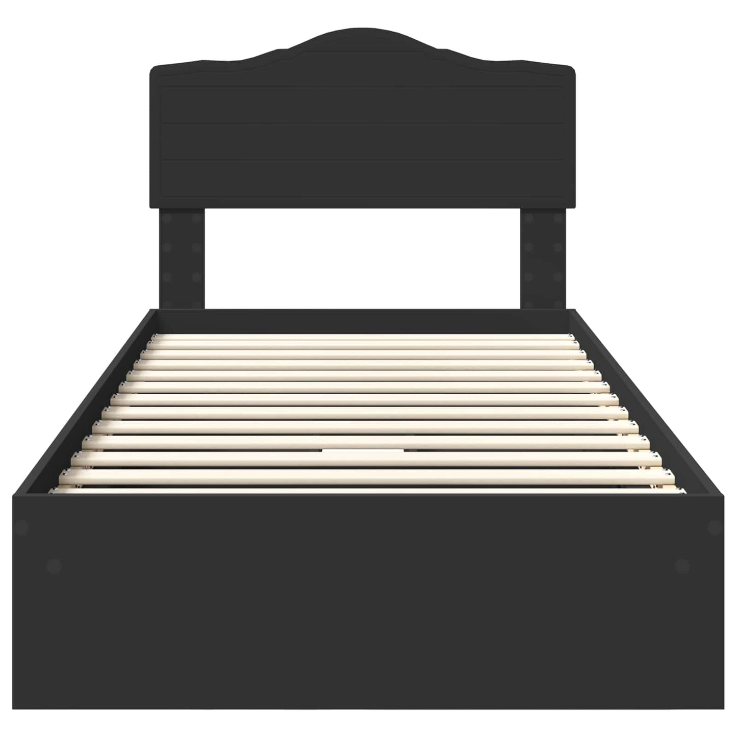 Opslag bed met hoofdeinde Zwart 75 x 190 cm Bewerkt hout