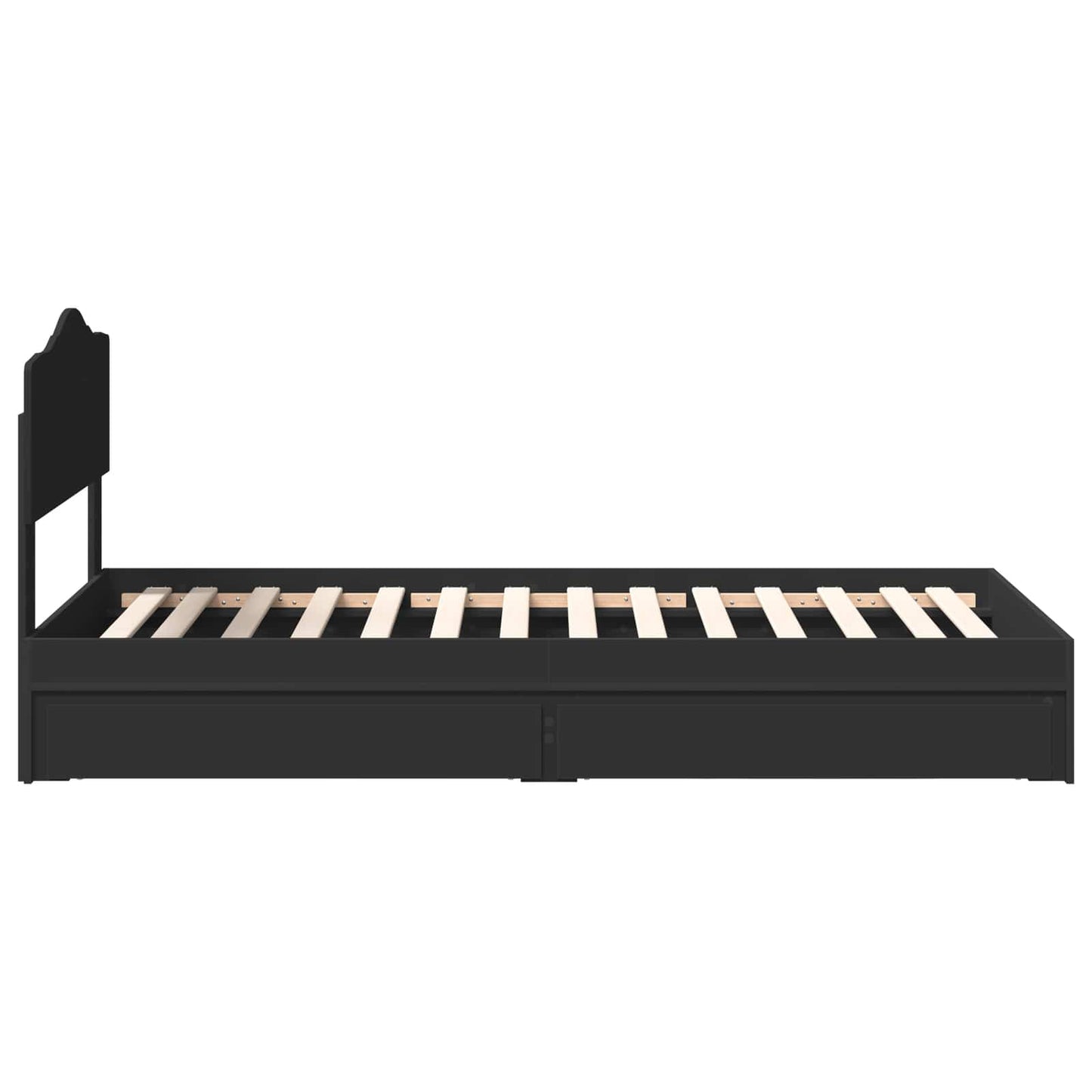 Opslag bed met hoofdeinde Zwart 75 x 190 cm Bewerkt hout