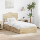 Storage bed with headboard Sonoma Oak 70 x 190 cm Engineered wood