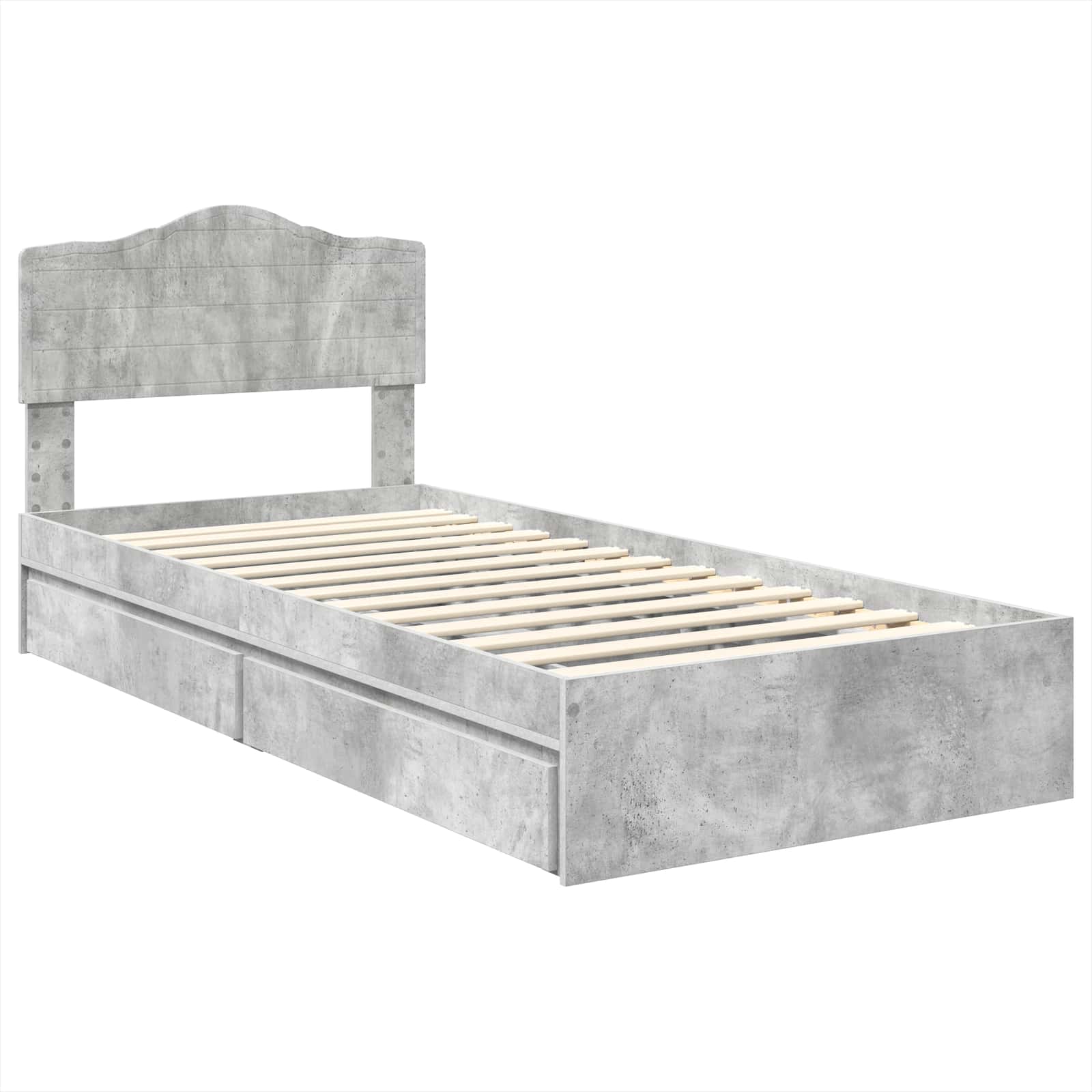 Opslag bed met hoofdeinde Beton Grijs 75 x 190 cm Bewerkt hout