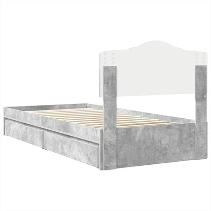 Opslag bed met hoofdeinde Beton Grijs 75 x 190 cm Bewerkt hout