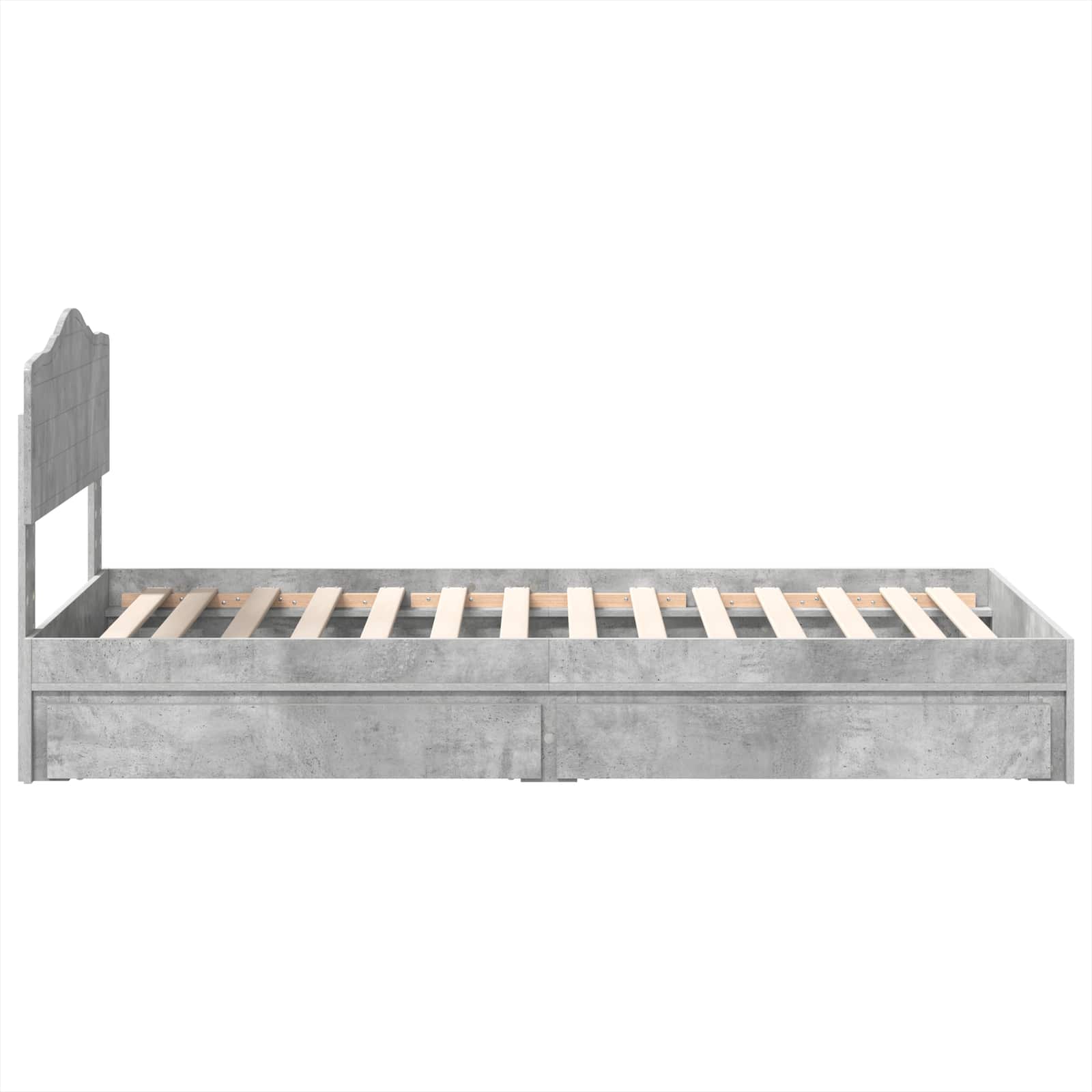 Opslag bed met hoofdeinde Beton Grijs 75 x 190 cm Bewerkt hout