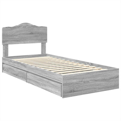 Opslag bed met hoofdeinde Grijs Sonoma 75 x 190 cm Bewerkt hout