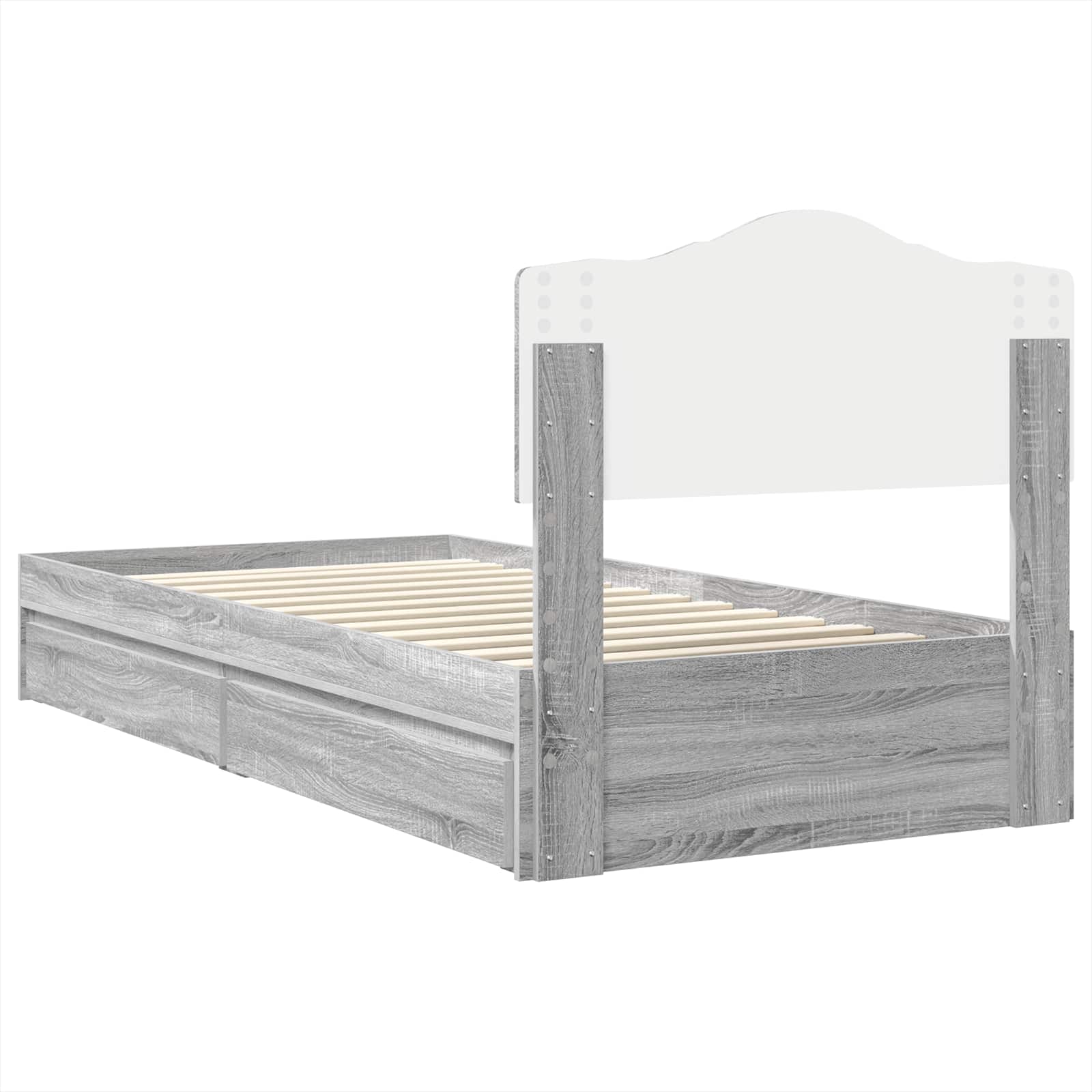 Opslag bed met hoofdeinde Grijs Sonoma 75 x 190 cm Bewerkt hout