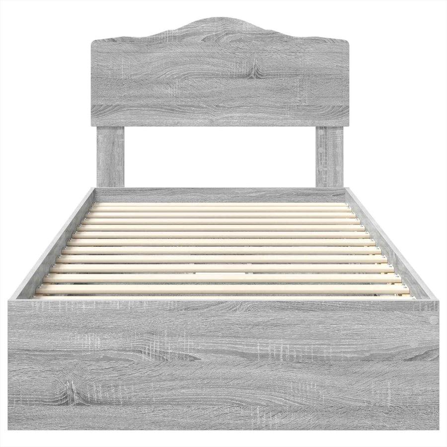 Opslag bed met hoofdeinde Grijs Sonoma 75 x 190 cm Bewerkt hout