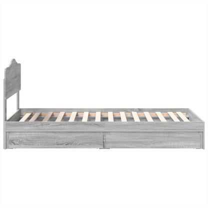 Opslag bed met hoofdeinde Grijs Sonoma 75 x 190 cm Bewerkt hout