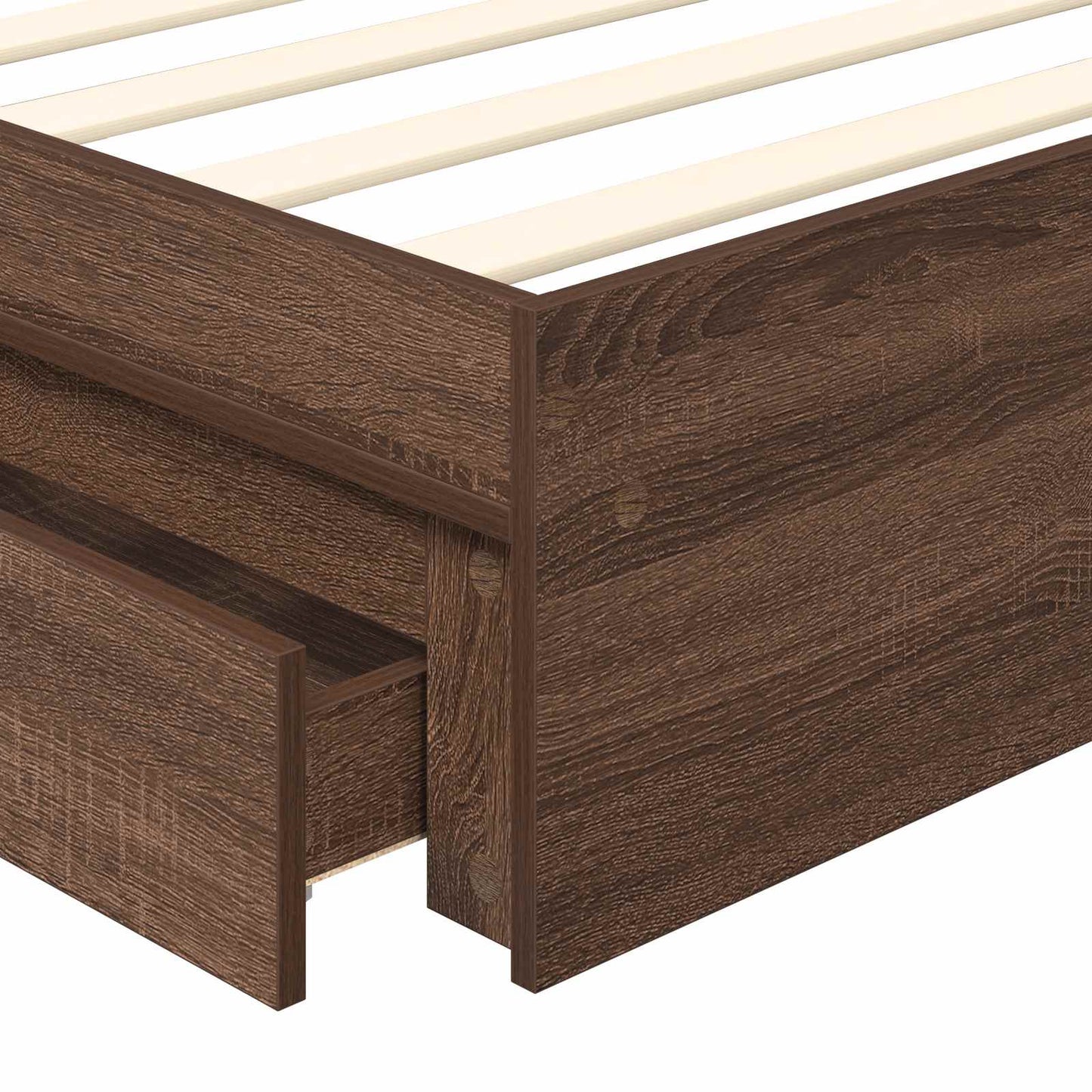 Opslag bed met hoofdeinde Bruin Eiken 75 x 190 cm Bewerkt hout