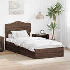Storage Bed with Headboard Brown Oak 70 x 190 cm Engineered Wood