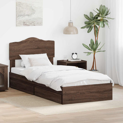 Opslag bed met hoofdeinde Bruin Eiken 75 x 190 cm Bewerkt hout