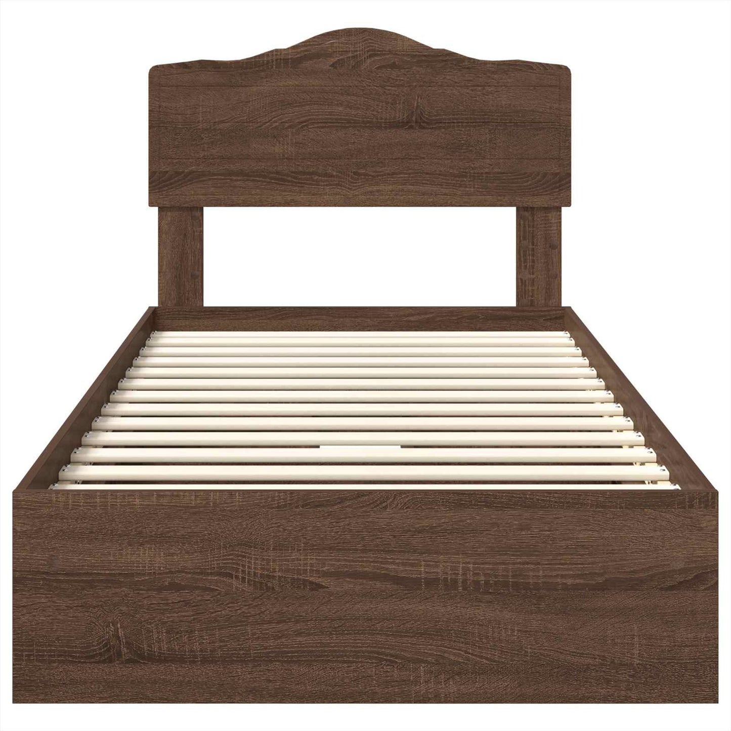 Opslag bed met hoofdeinde Bruin Eiken 75 x 190 cm Bewerkt hout