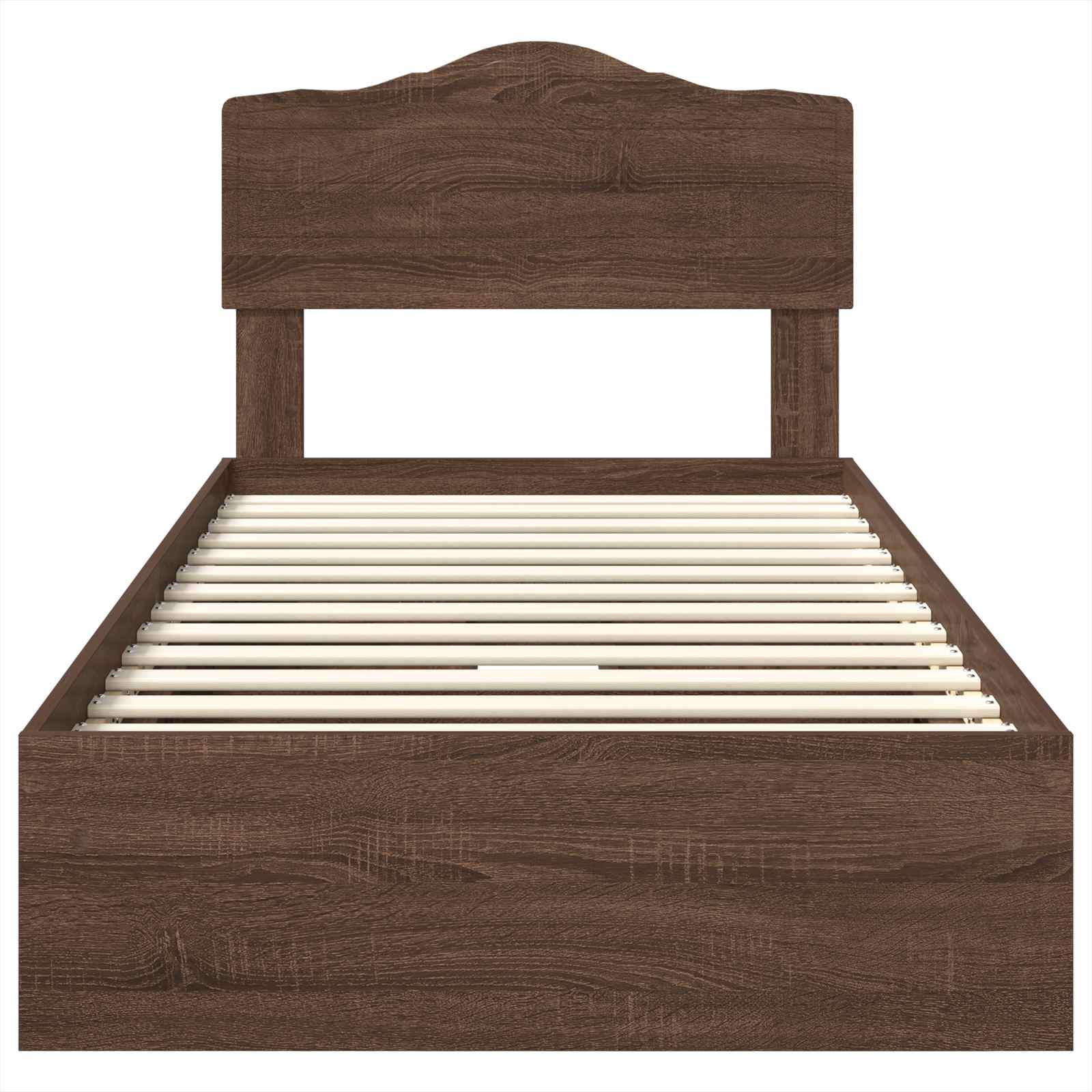 Opslag bed met hoofdeinde Bruin Eiken 75 x 190 cm Bewerkt hout