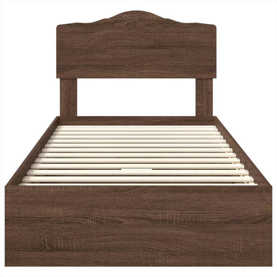 Opslag bed met hoofdeinde Bruin Eiken 75 x 190 cm Bewerkt hout