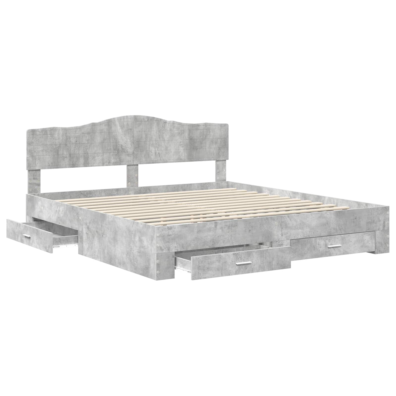 Bedframe met hoofdeinde Beton Grijs 200 x 200 cm Bewerkt hout