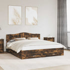 Bedframe 200x200 cm gerookt eiken met hoofdeinde