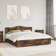 Bedframe 200x200 cm gerookt eiken met hoofdeinde