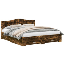 Bedframe met hoofdeinde Gerookt eiken 200 x 200 cm Bewerkt hout