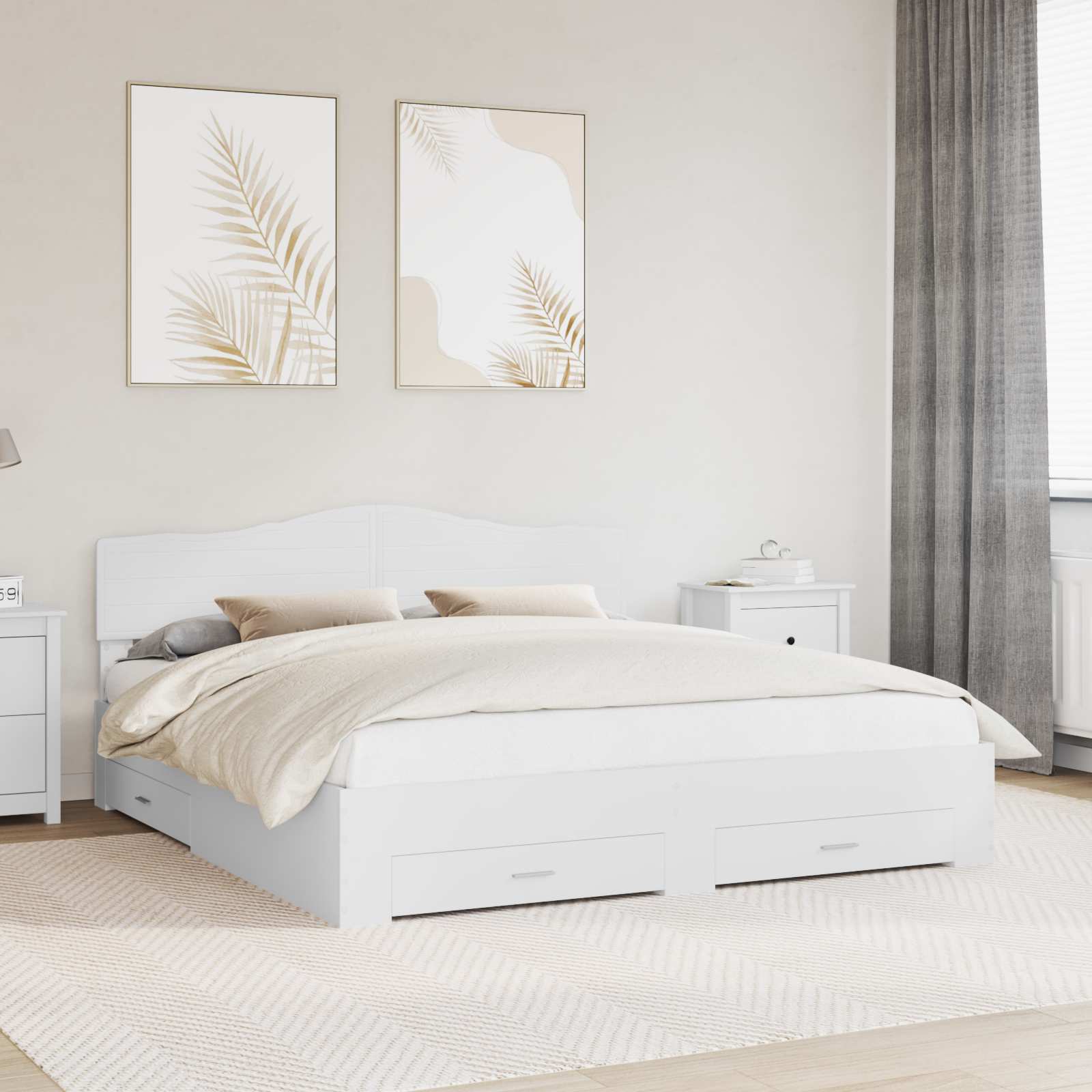 Bedframe met hoofdeinde met lade Wit 180 x 200 cm Bewerkt hout