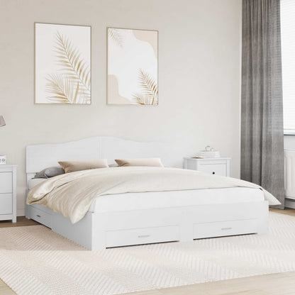 Bedframe met hoofdeinde met lade Wit 180 x 200 cm Bewerkt hout