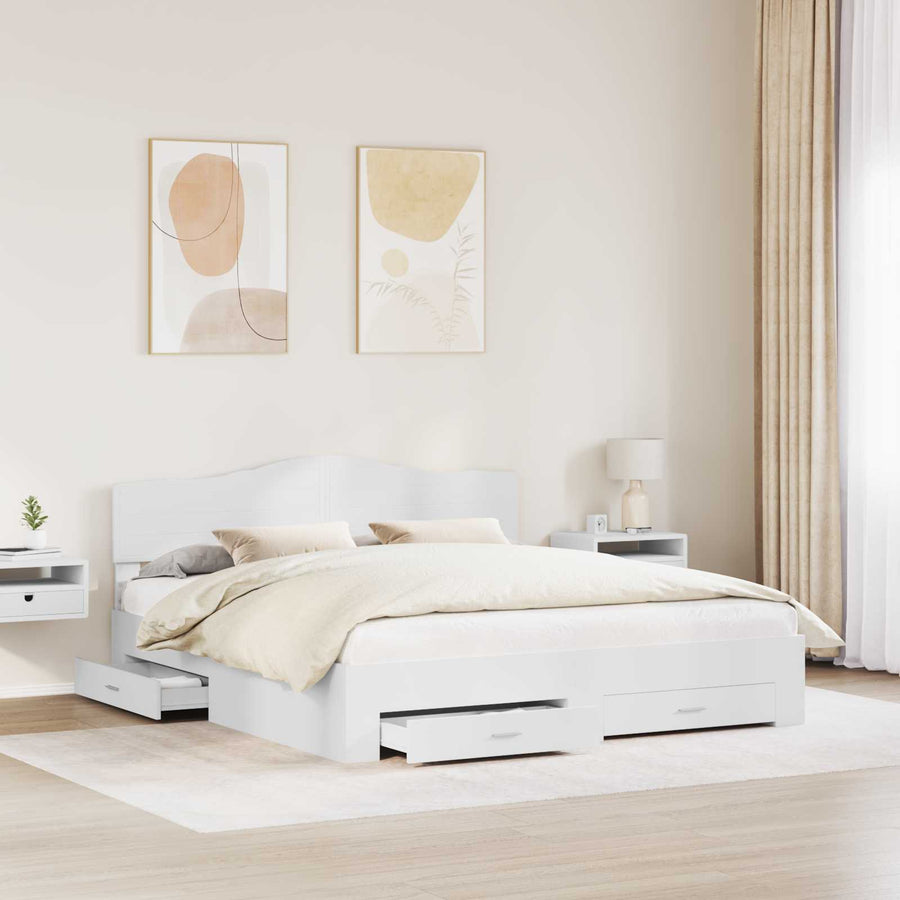 Bedframe met hoofdeinde met lade Wit 180 x 200 cm Bewerkt hout
