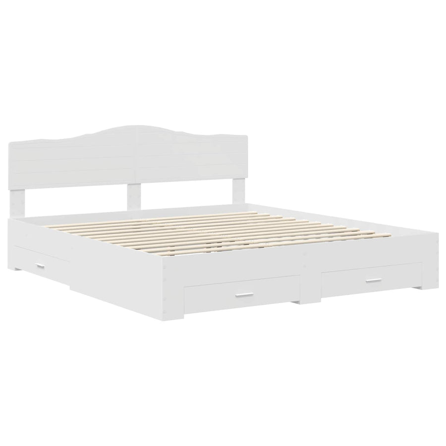 Bedframe met hoofdeinde met lade Wit 180 x 200 cm Bewerkt hout