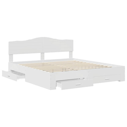 Bedframe met hoofdeinde met lade Wit 180 x 200 cm Bewerkt hout