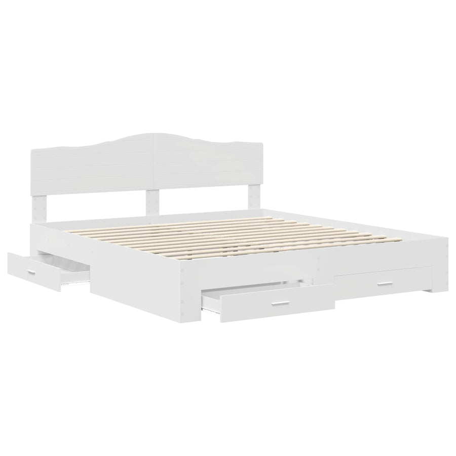 Bedframe met hoofdeinde met lade Wit 180 x 200 cm Bewerkt hout