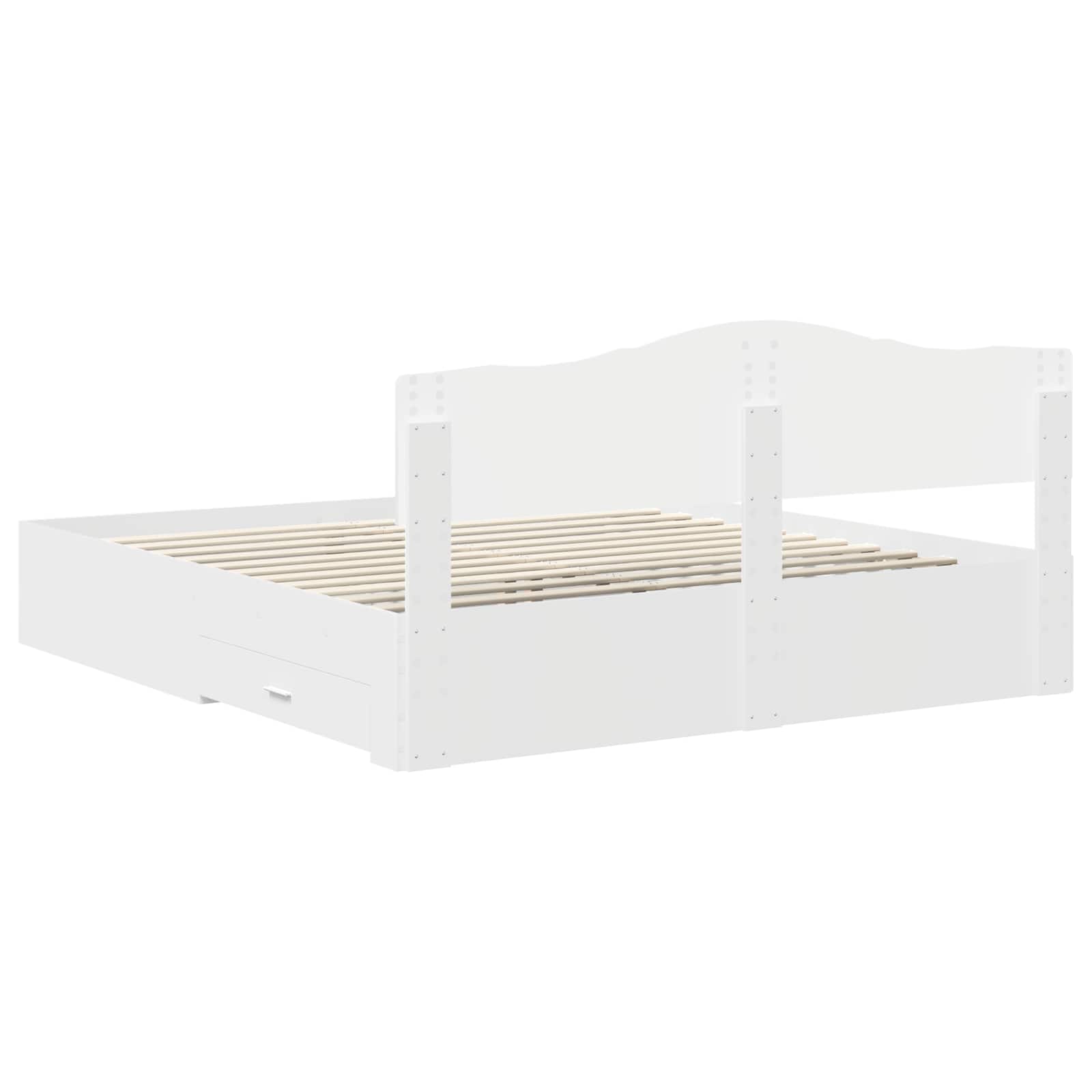 Bedframe met hoofdeinde met lade Wit 180 x 200 cm Bewerkt hout