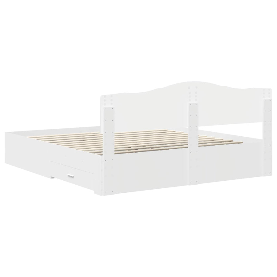 Bedframe met hoofdeinde met lade Wit 180 x 200 cm Bewerkt hout