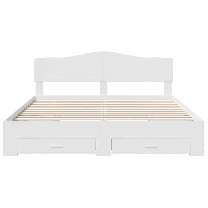 Bedframe met hoofdeinde met lade Wit 180 x 200 cm Bewerkt hout